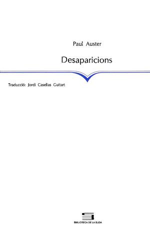 DESAPARICIONS | 9788479352196 | AUSTER, PAUL