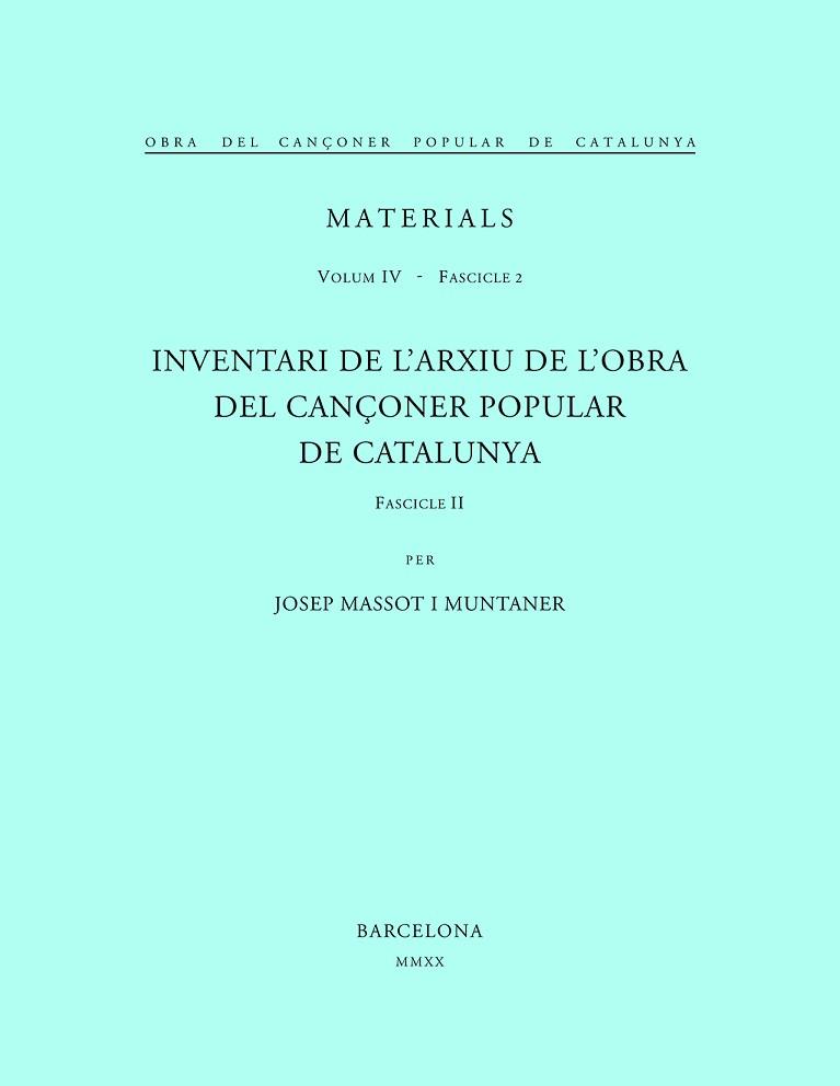 MATERIALS - O.CANCONER POPULAR 4-2 | 9788478265695 | MASSOT I MUNTANER, JOSEP