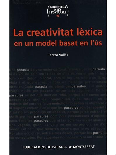 CREATIVITAT LEXICA EN UN MODEL BASAT EN L'US, LA | 9788484156758 | VALLÉS, TERESA