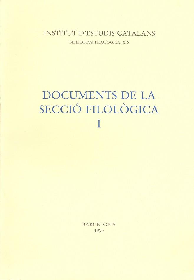 DOCUMENTS DE LA SECCIO FILOLOGICA, 1 | 9788472831568