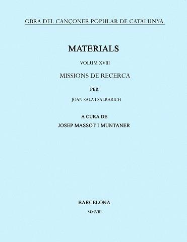 MATERIALS -O.C.P. XVIII | 9788498830705 | SALA I SALARICH, JOAN