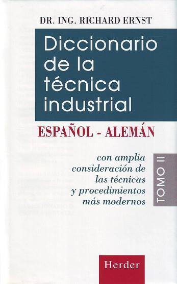 DICCIONARIO DE LA TECNICA INDUSTRIAL ESPAÑOL-ALEMA | 9788425419188 | ERNST, RICHARD